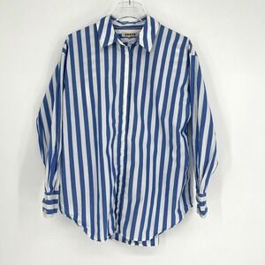 Boden Striped Top Womens 2 Blue White Preppy Coastal Heritage Oversize Relax